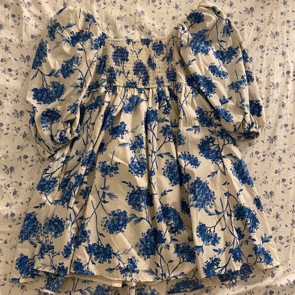 Abercrombie & Fitch Floral Emerson Poplin Puff Sleeve Mini Dress - Picture 3 of 4